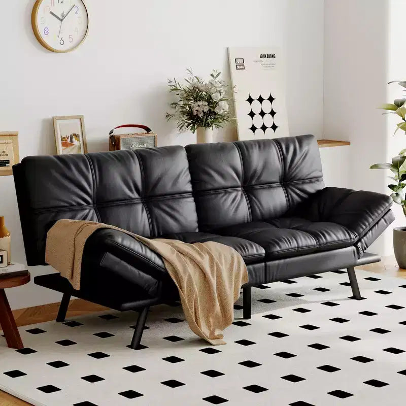 Divano Letto Futon in Similpelle, Divanetto Convertibile, 2 Posti