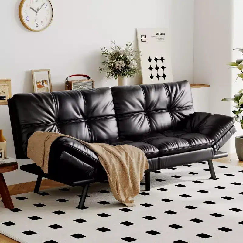 Divano Letto Futon in Similpelle, Divanetto Convertibile, 2 Posti