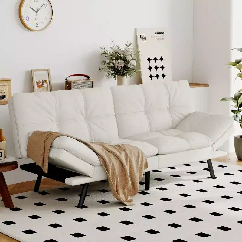 Divano Letto Futon in Similpelle, Divanetto Convertibile, 2 Posti