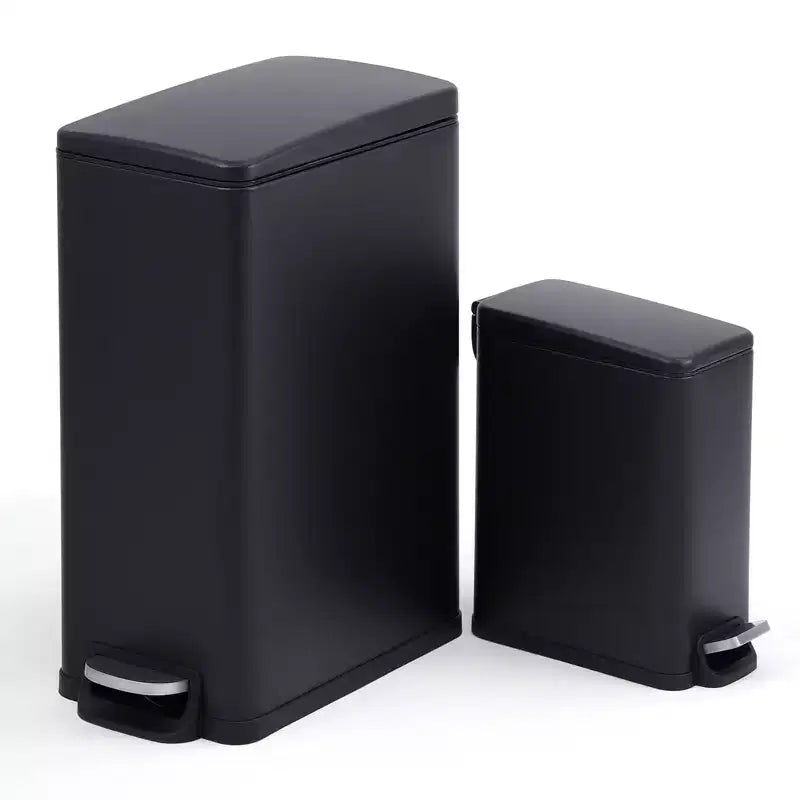 Pattumiera a Pedale Sottile Nera / Bianca / Argento con Coperchio a Chiusura Ammortizzata – 10L / 45L / 55L (1-2 Persone)