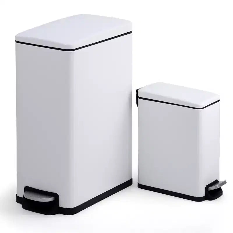Pattumiera a Pedale Sottile Nera / Bianca / Argento con Coperchio a Chiusura Ammortizzata – 10L / 45L / 55L (1-2 Persone)