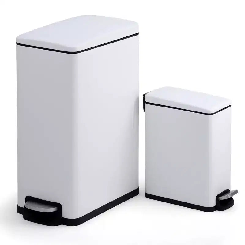 Pattumiera a Pedale Sottile Nera / Bianca / Argento con Coperchio a Chiusura Ammortizzata – 10L / 45L / 55L (1-2 Persone)