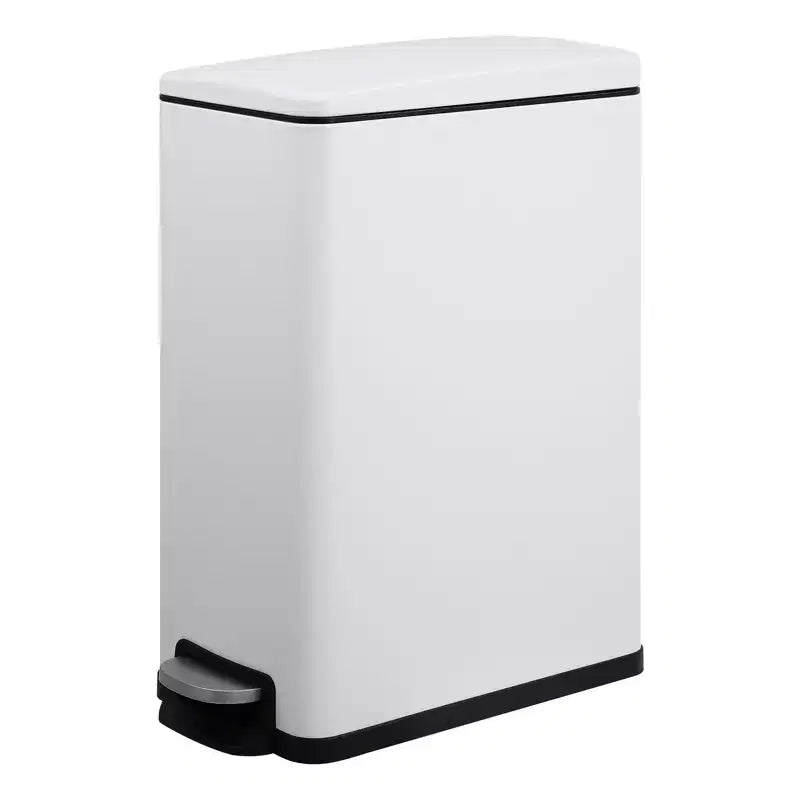 Pattumiera a Pedale Sottile Nera / Bianca / Argento con Coperchio a Chiusura Ammortizzata – 10L / 45L / 55L (1-2 Persone)