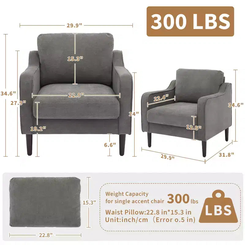Poltrona singola in lino beige, stile Mid-Century