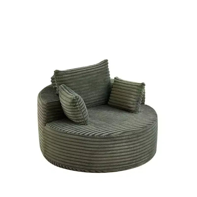 Poltrona rotonda lounge in velluto a coste beige, posto singolo