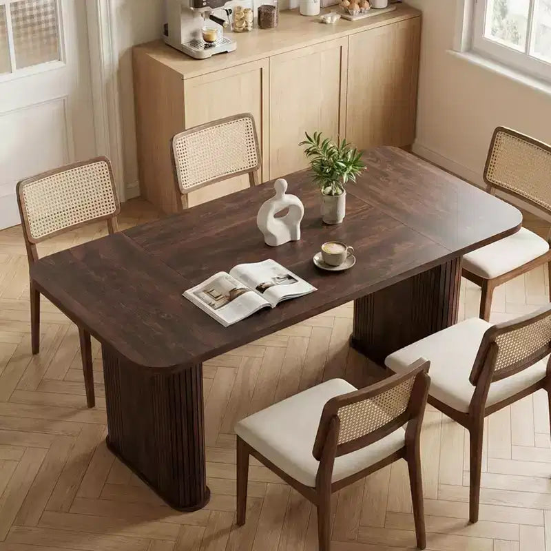 Tavolo da pranzo in legno multicolore per 6 persone – Base a croce, 158 x 78 cm