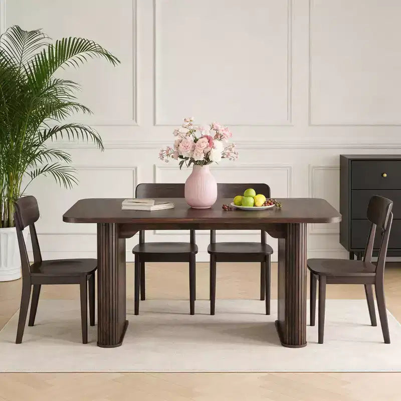 Tavolo da pranzo in legno multicolore per 6 persone – Base a croce, 158 x 78 cm