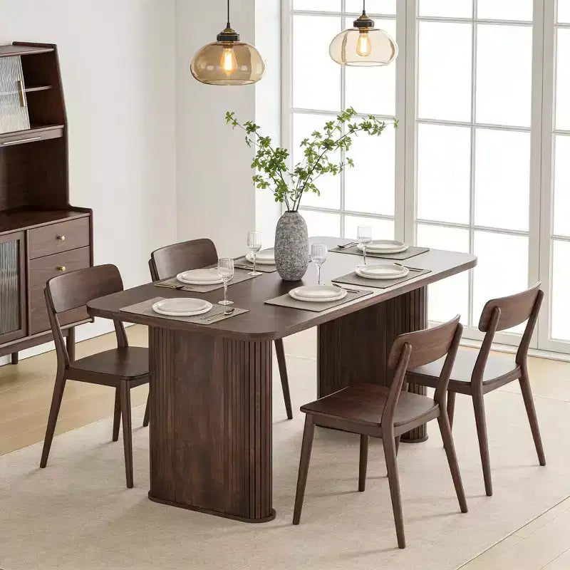 Tavolo da pranzo in legno multicolore per 6 persone – Base a croce, 158 x 78 cm