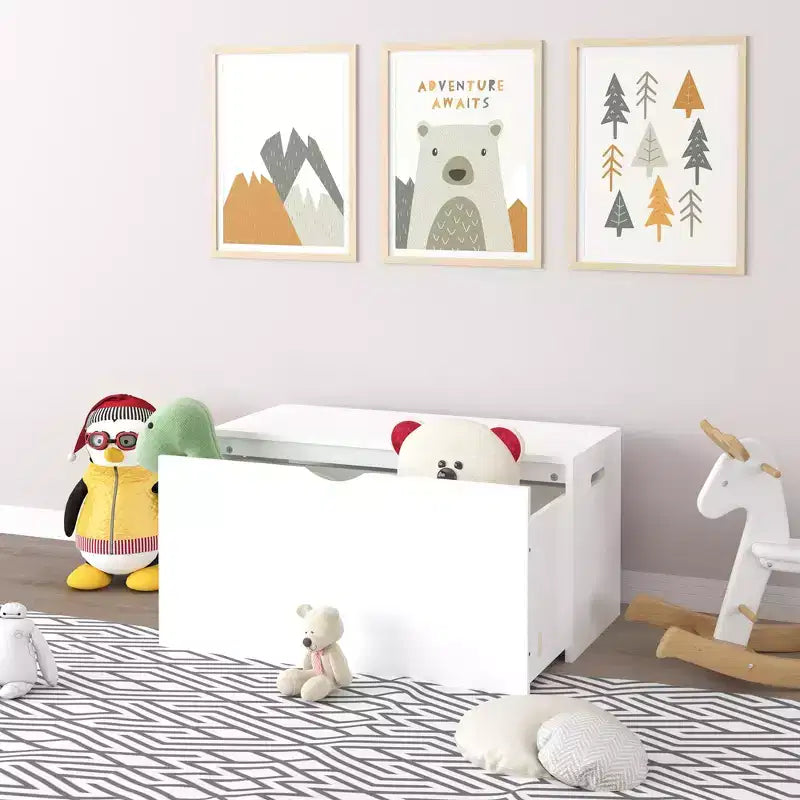 Cassa portagiochi in legno naturale per bambini con cassetto scorrevole, 1 bambino