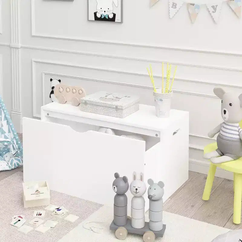 Cassa portagiochi in legno naturale per bambini con cassetto scorrevole, 1 bambino