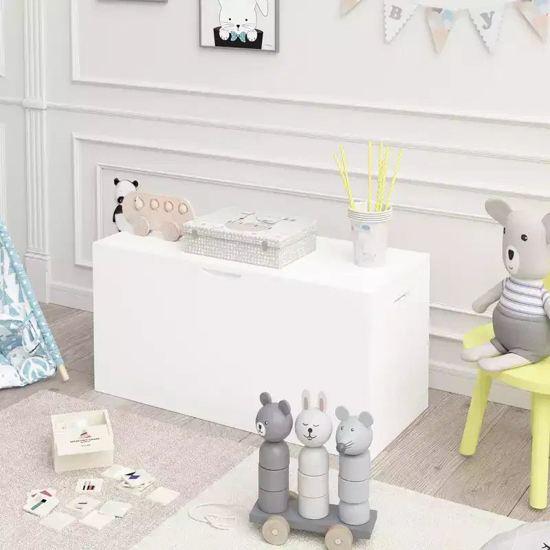 Cassa portagiochi in legno naturale per bambini con cassetto scorrevole, 1 bambino