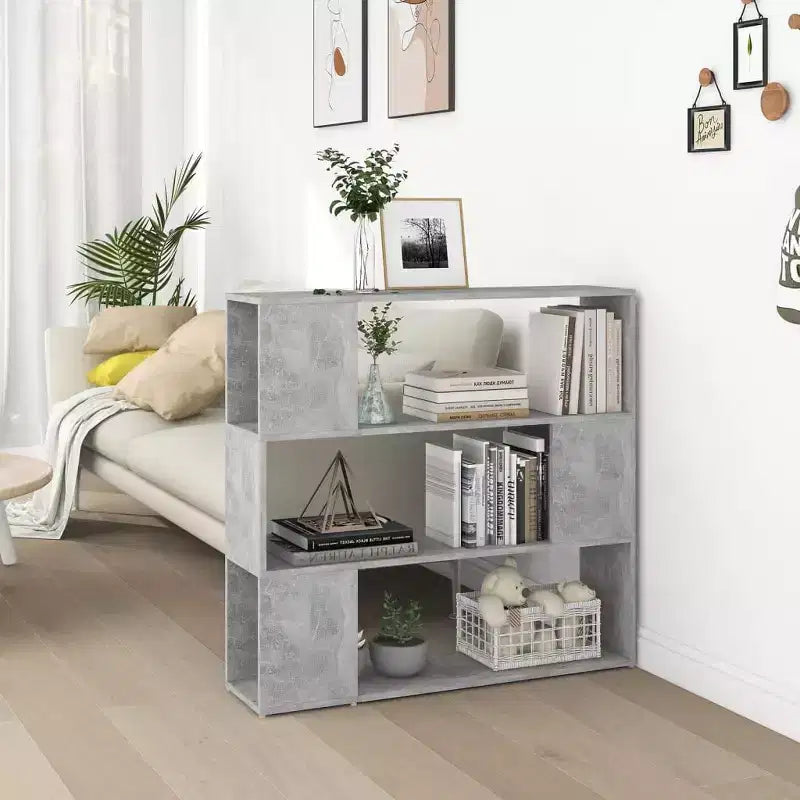 Divisorio libreria, Grigio cemento, Legno ingegnerizzato