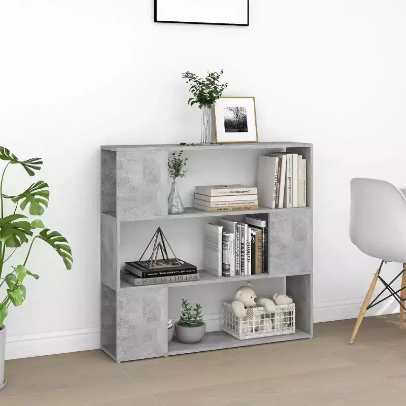 Divisorio libreria, Grigio cemento, Legno ingegnerizzato