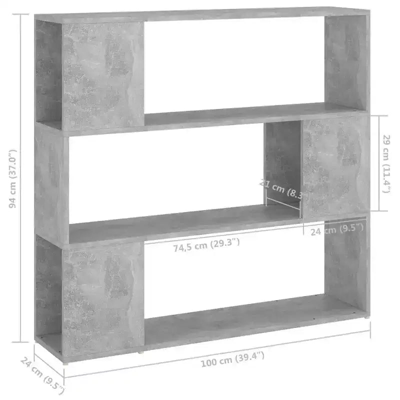 Divisorio libreria, Grigio cemento, Legno ingegnerizzato