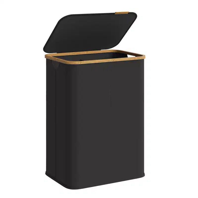 Cesto portabiancheria pieghevole con coperchio crema/nero inchiostro/grigio ardesia – 2 persone, 140 litri