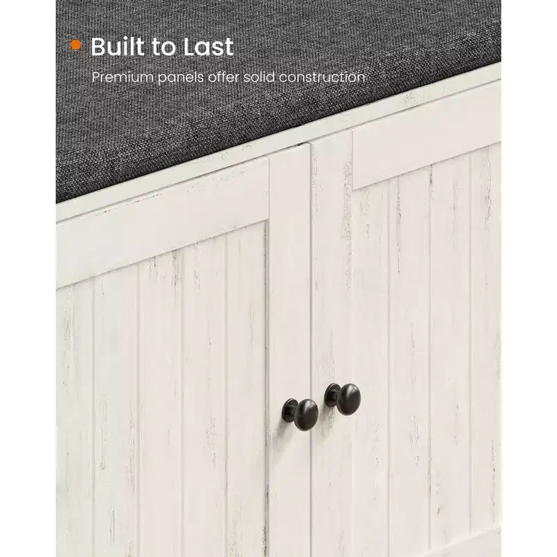 Panca Contenitore Miele Marrone / Bianco Rustico e Grigio Ardesia con Scarpiera, Seduta per 2 Persone