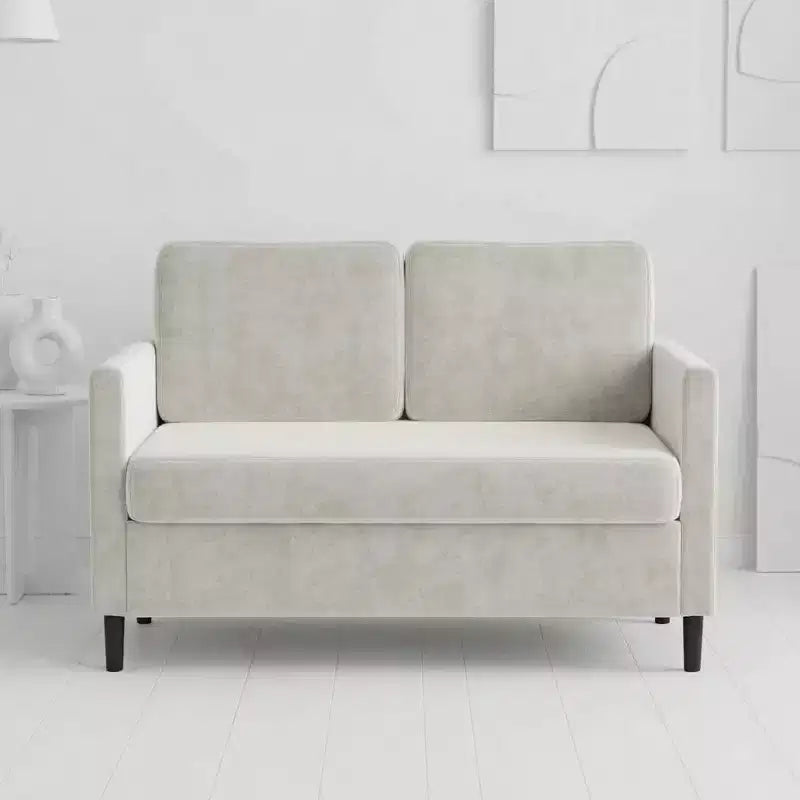 Divano a 2 posti "Loveseat" in simil lino beige / grigio / grigio chiaro