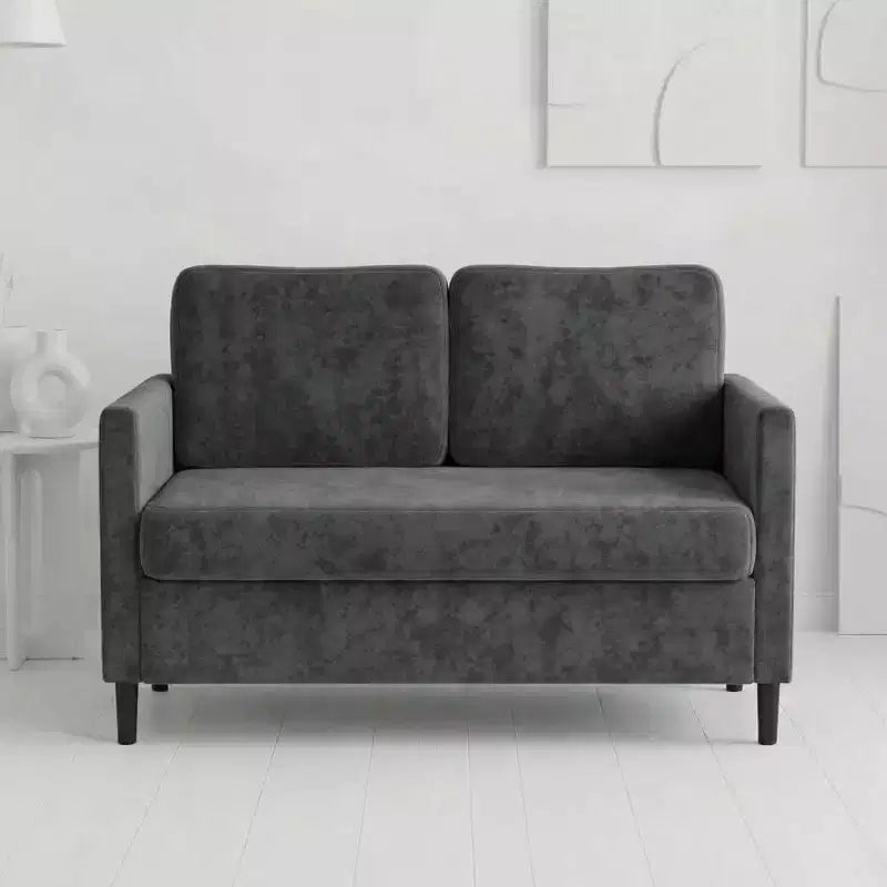 Divano a 2 posti "Loveseat" in simil lino beige / grigio / grigio chiaro