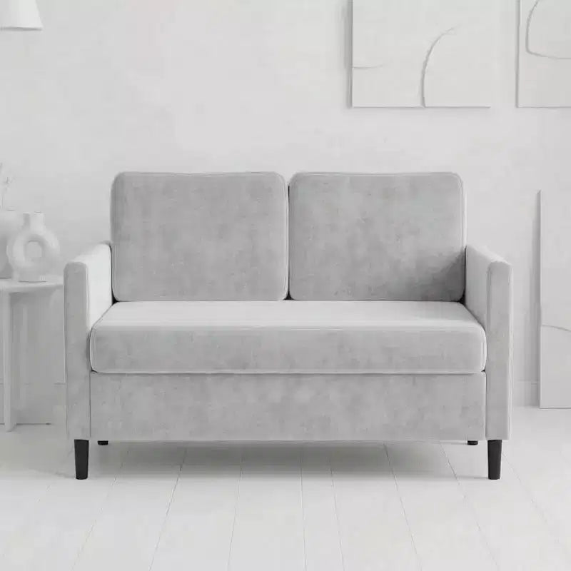 Divano a 2 posti "Loveseat" in simil lino beige / grigio / grigio chiaro