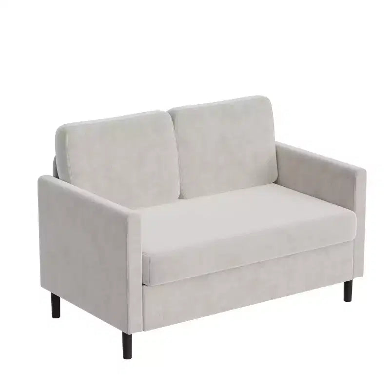 Divano a 2 posti "Loveseat" in simil lino beige / grigio / grigio chiaro