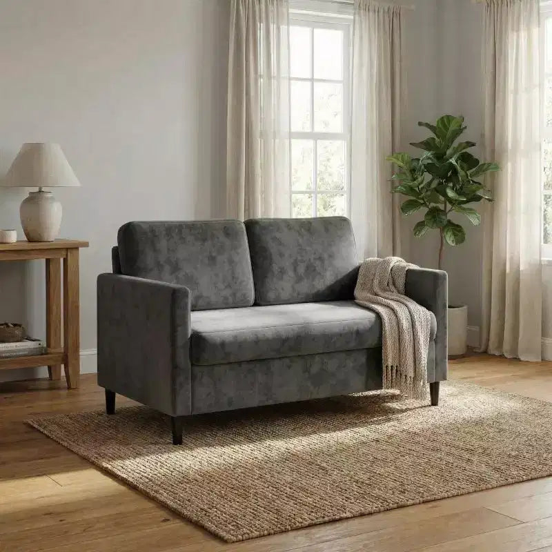 Divano a 2 posti "Loveseat" in simil lino beige / grigio / grigio chiaro
