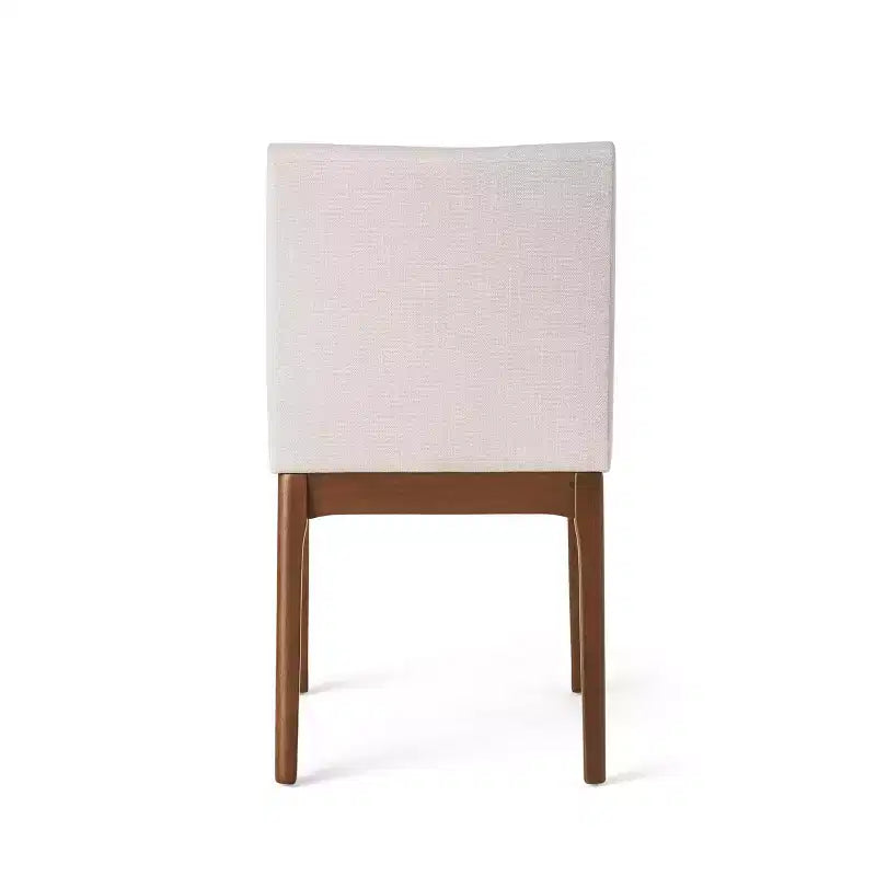 Set da pranzo rettangolare 5 pezzi per 4 persone, beige chiaro e noce, sedie imbottite