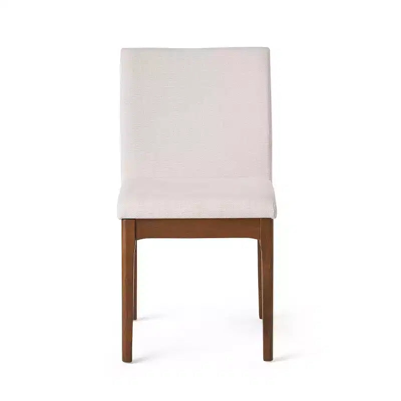 Set da pranzo rettangolare 5 pezzi per 4 persone, beige chiaro e noce, sedie imbottite