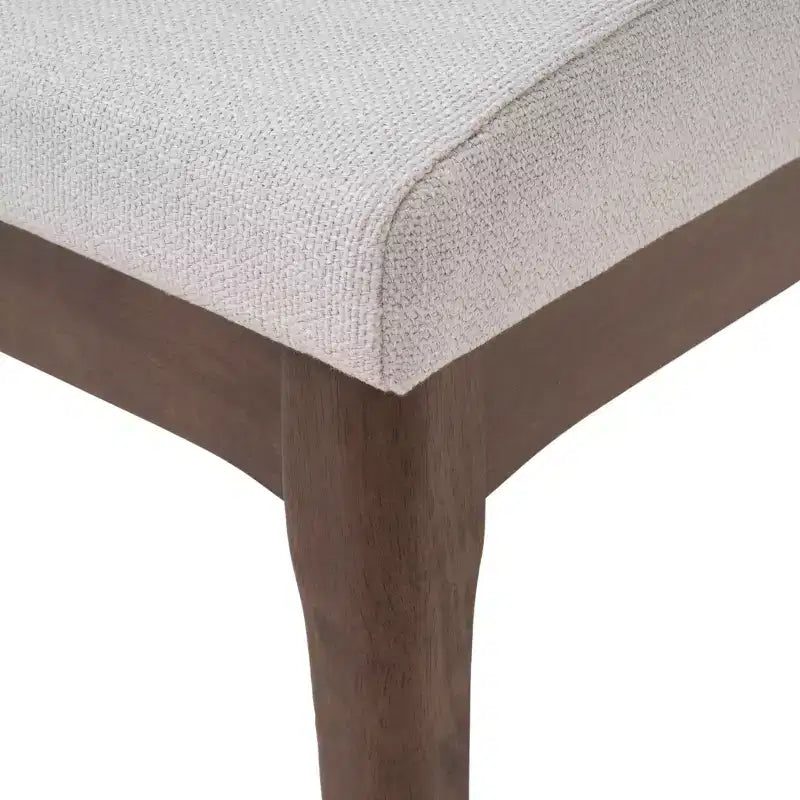 Set da pranzo rettangolare 5 pezzi per 4 persone, beige chiaro e noce, sedie imbottite