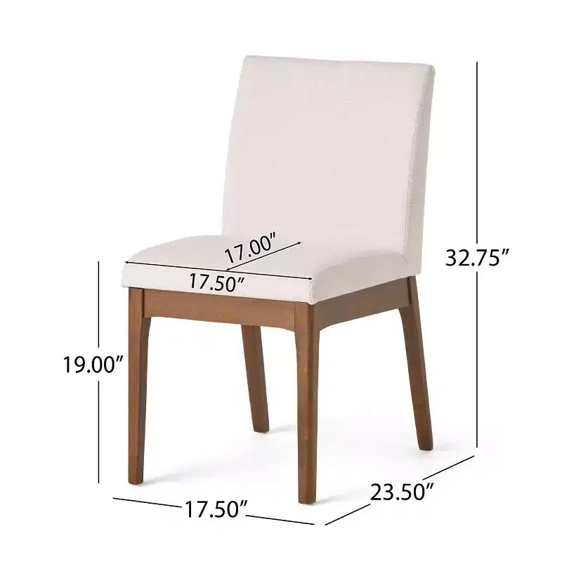 Set da pranzo rettangolare 5 pezzi per 4 persone, beige chiaro e noce, sedie imbottite