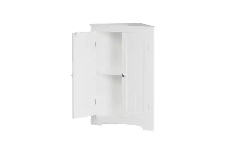 Mobiletto angolare bianco, 2 ante, organizzatore da terra, montaggio da 1 persona