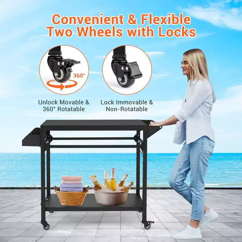 Carrello da esterno per grill nero, con/senza ripiano in rete, per 1 persona