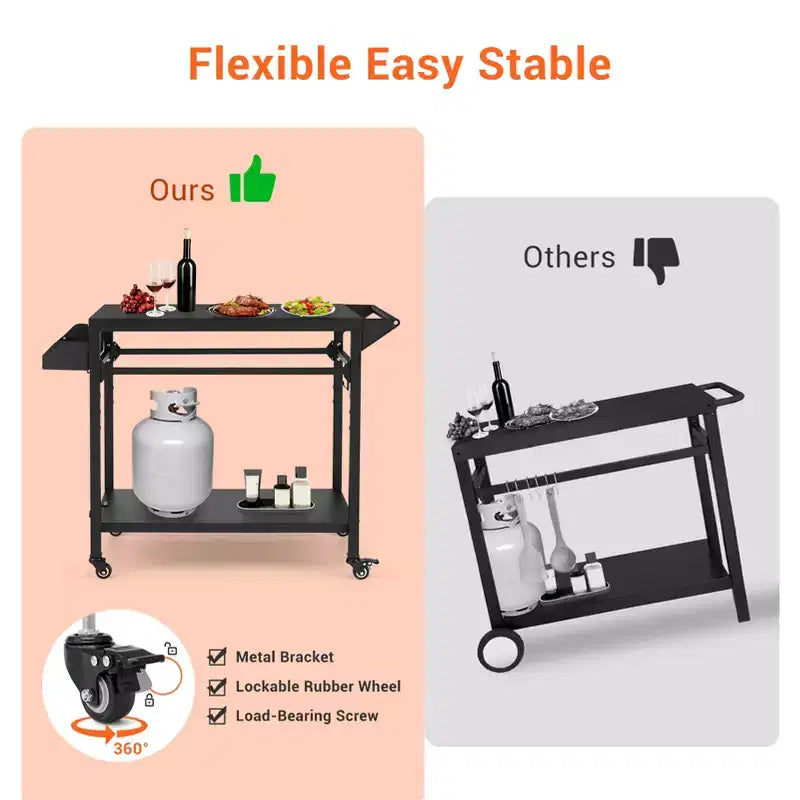 Carrello da esterno per grill nero, con/senza ripiano in rete, per 1 persona