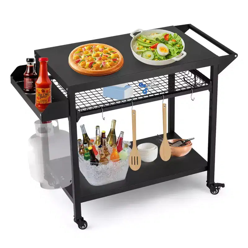 Carrello da esterno per grill nero, con/senza ripiano in rete, per 1 persona