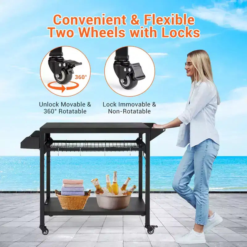 Carrello da esterno per grill nero, con/senza ripiano in rete, per 1 persona