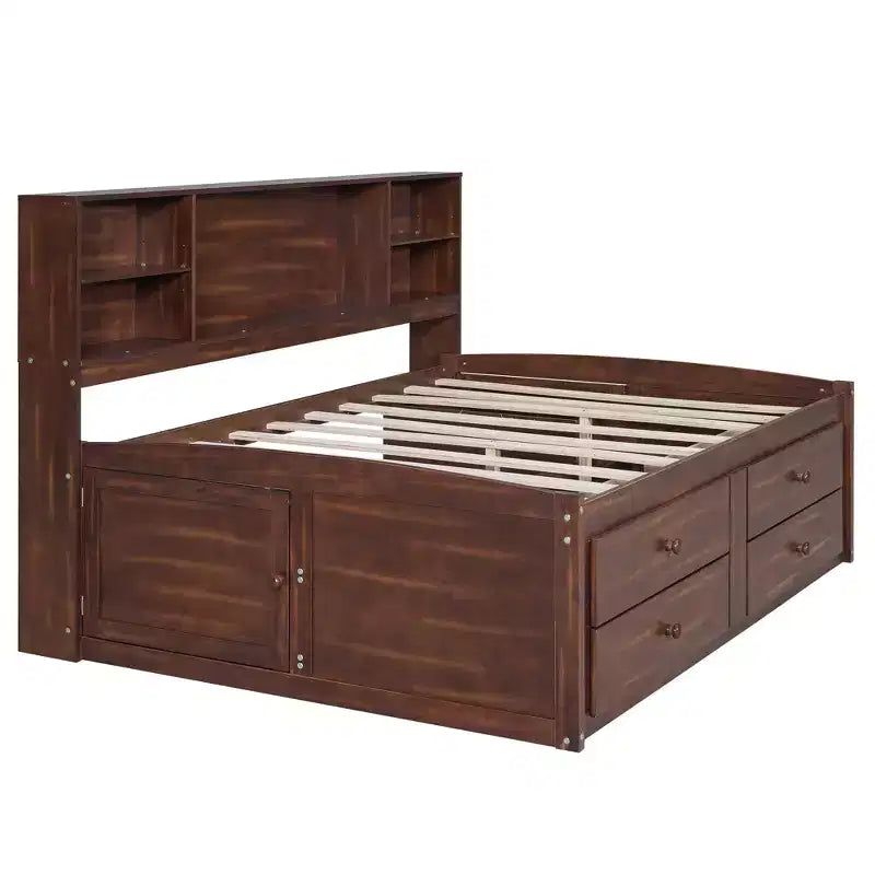 Letto per Capitano Matrimoniale in Legno Marrone con Contenitore – 1 Posto Letto