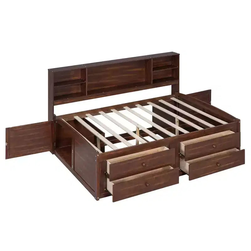Letto per Capitano Matrimoniale in Legno Marrone con Contenitore – 1 Posto Letto