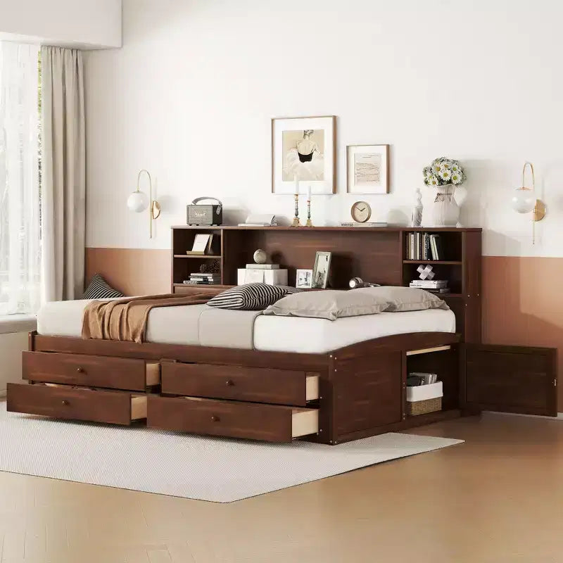 Letto per Capitano Matrimoniale in Legno Marrone con Contenitore – 1 Posto Letto
