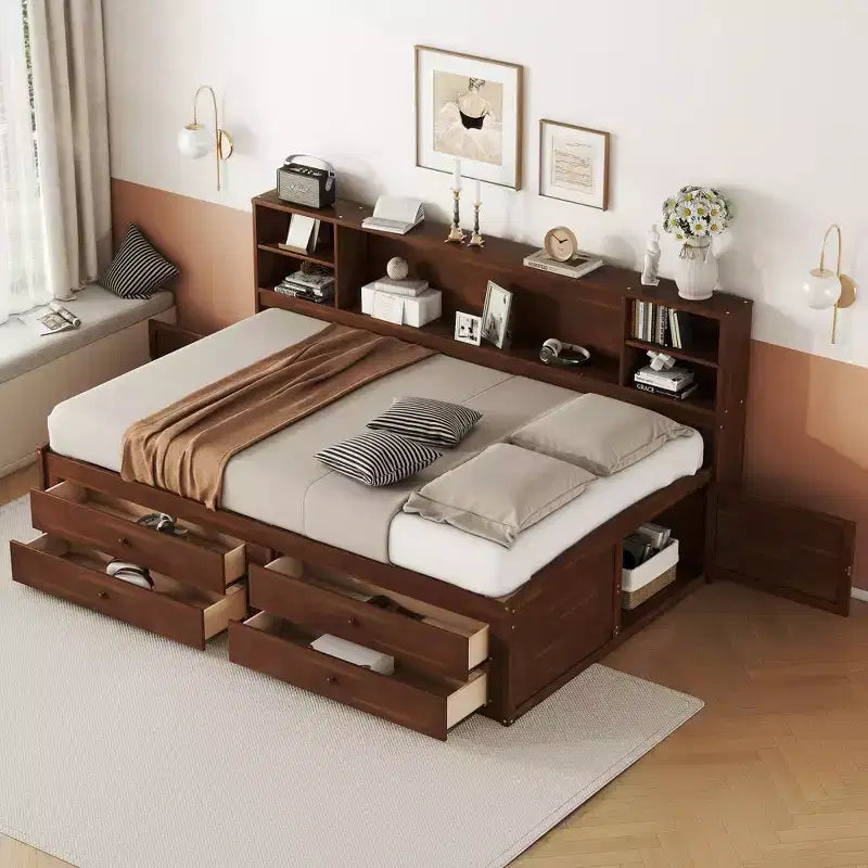 Letto per Capitano Matrimoniale in Legno Marrone con Contenitore – 1 Posto Letto