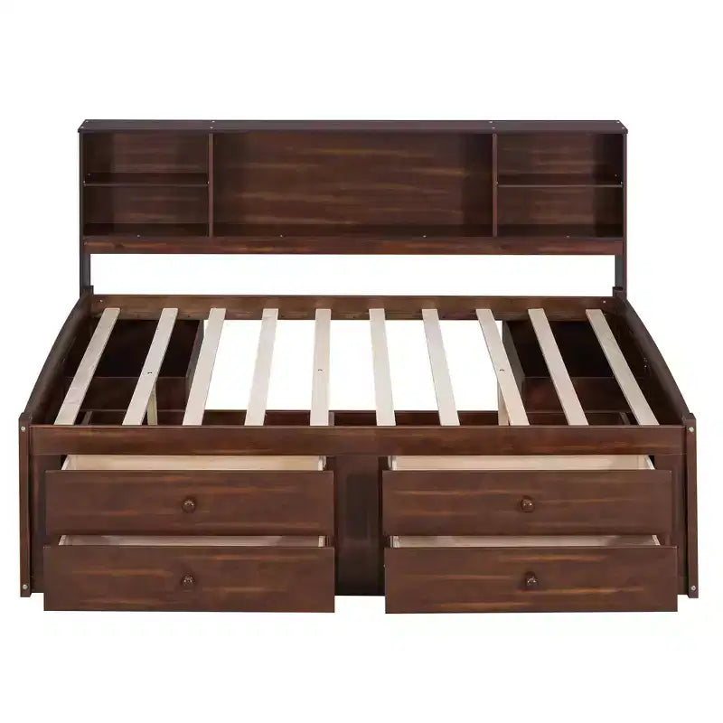 Letto per Capitano Matrimoniale in Legno Marrone con Contenitore – 1 Posto Letto