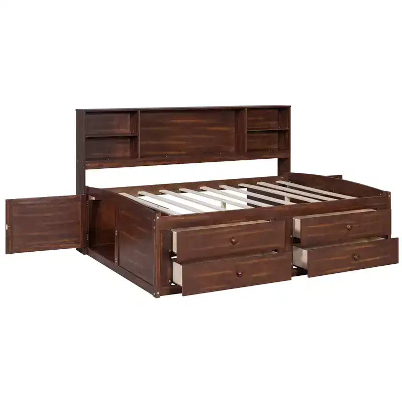 Letto per Capitano Matrimoniale in Legno Marrone con Contenitore – 1 Posto Letto
