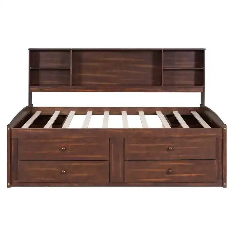 Letto per Capitano Matrimoniale in Legno Marrone con Contenitore – 1 Posto Letto
