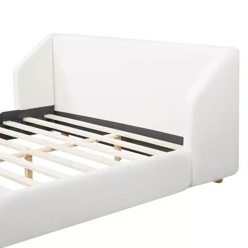 Struttura letto imbottita con testiera ad alette White Wingback – Queen/King