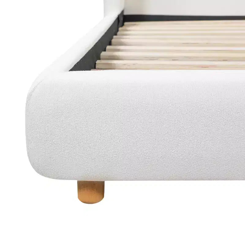 Struttura letto imbottita con testiera ad alette White Wingback – Queen/King