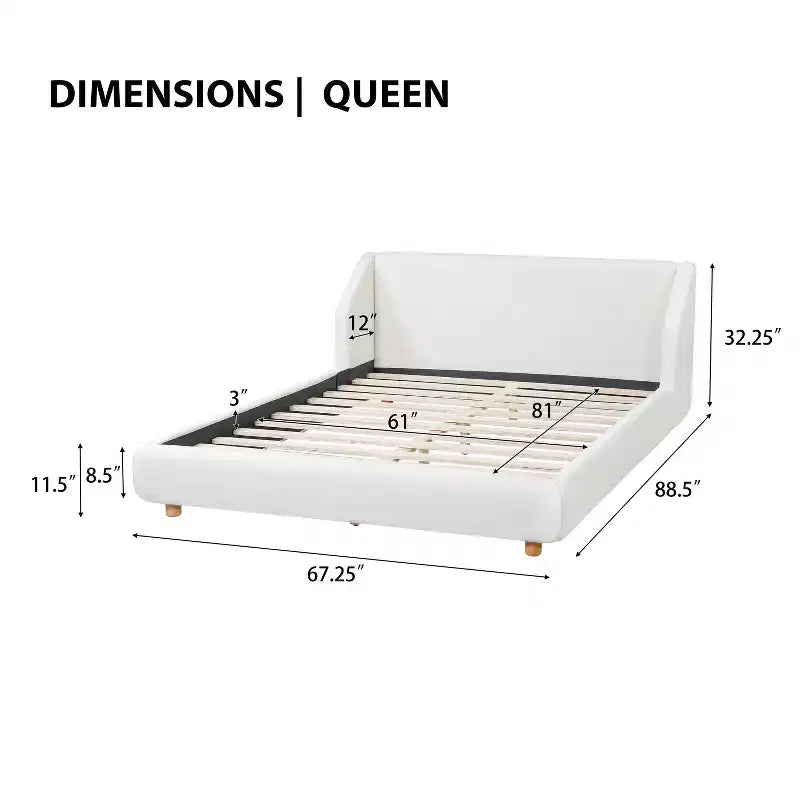 Struttura letto imbottita con testiera ad alette White Wingback – Queen/King