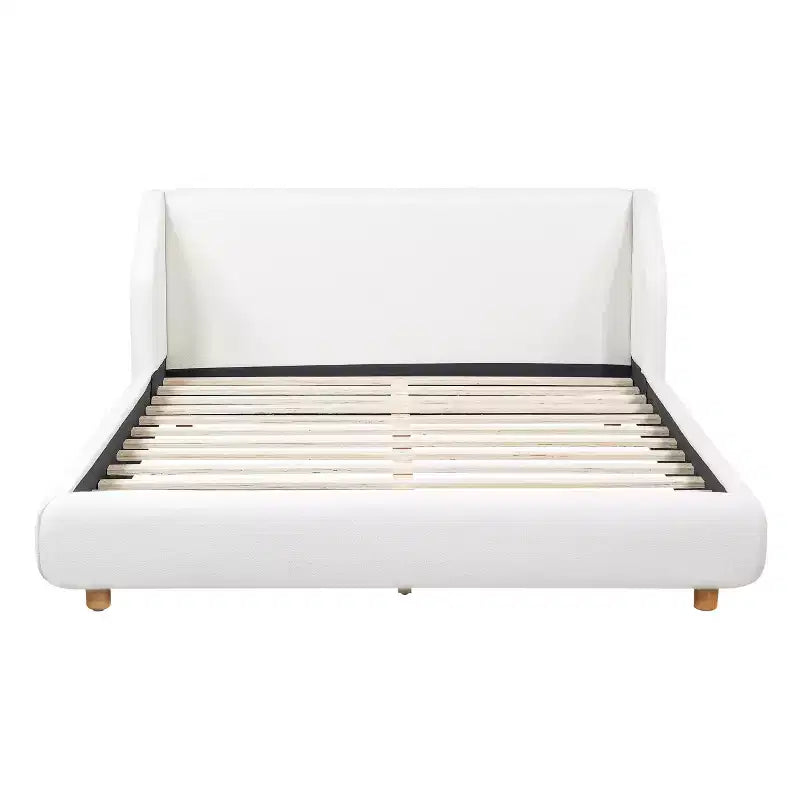 Struttura letto imbottita con testiera ad alette White Wingback – Queen/King