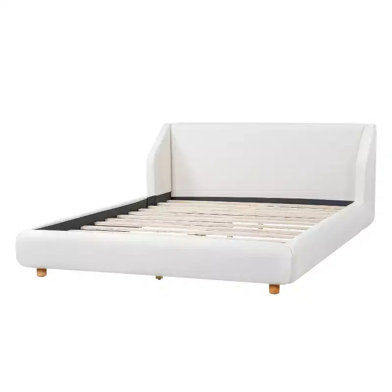 Struttura letto imbottita con testiera ad alette White Wingback – Queen/King