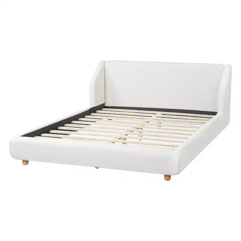 Struttura letto imbottita con testiera ad alette White Wingback – Queen/King