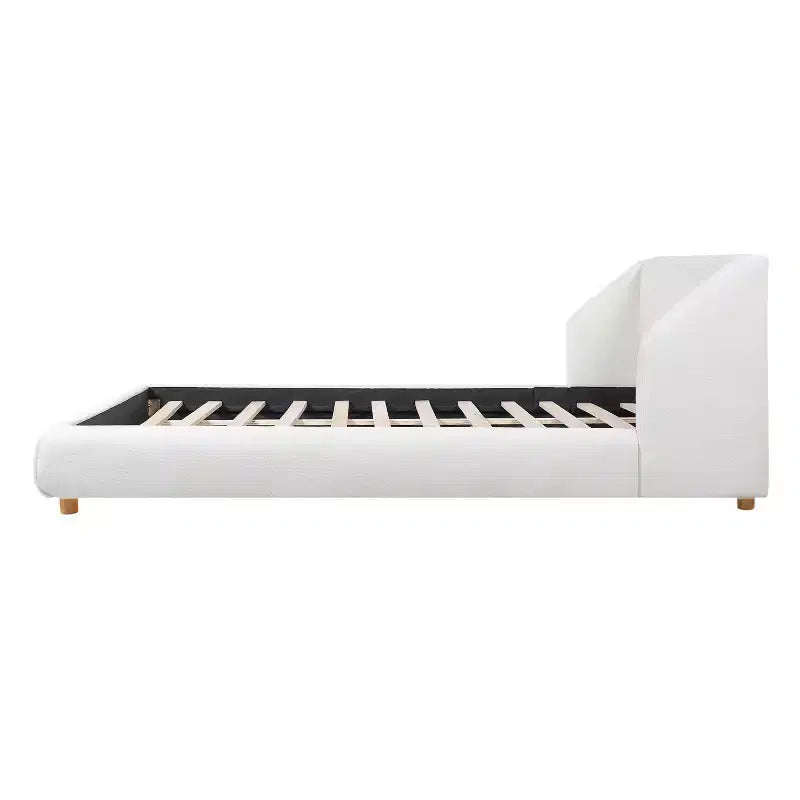Struttura letto imbottita con testiera ad alette White Wingback – Queen/King