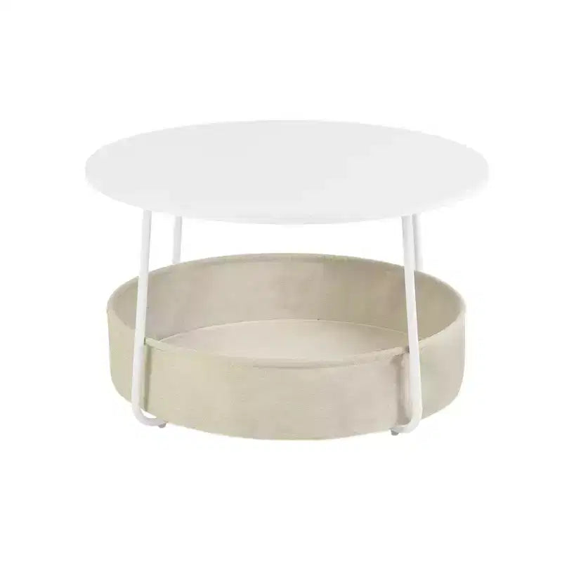 Set sedia d'accento senza braccioli in lino beige e tavolino da caffè, 2 posti